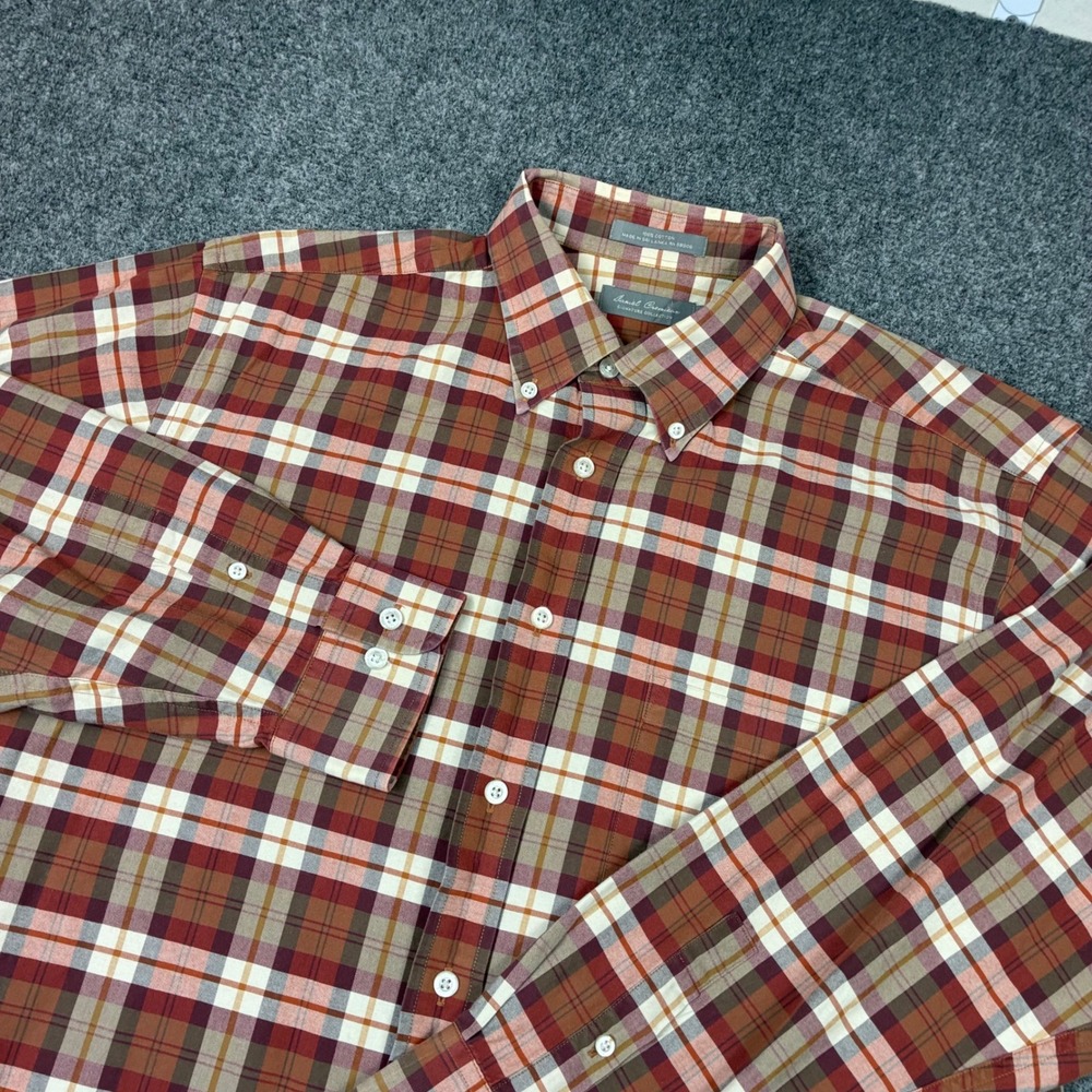 Daniel Cremieux Signature Collection Mens Size Large Plaid Button Down Shirt Red